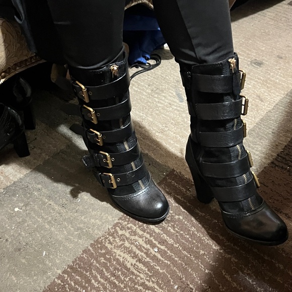 Marc by Marc Jacobs Buckle Leather Suede Moto Punk Rocker Boots Size US 7/37Eur - Picture 8 of 10